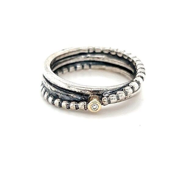 Pandora Two-Tone Crossover Diamond Ring - Picture 1 of 10